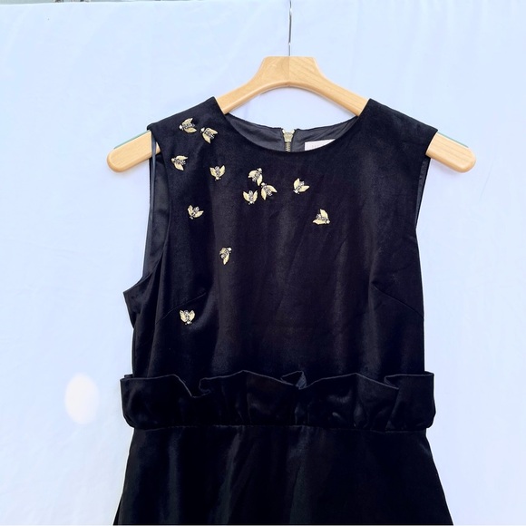 TED BAKER | CELEENA QUEEN BEE RUFFLE MINI DRESS FIT & FLARE BLACK SIZE 2 - Picture 7 of 10